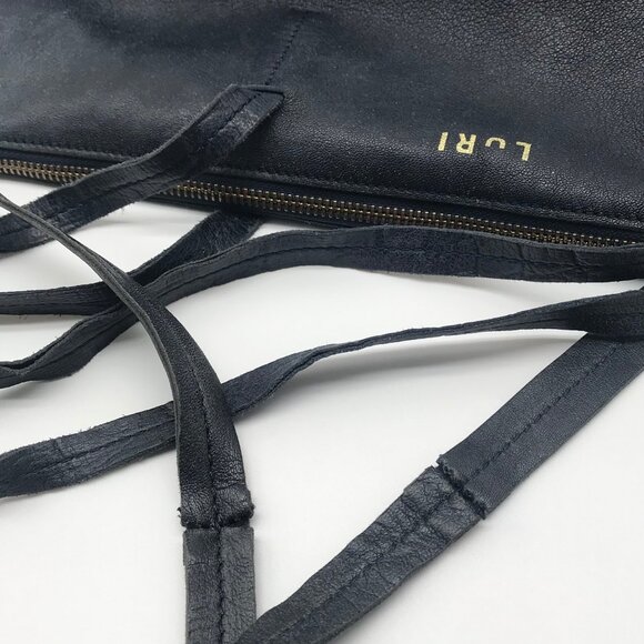 Luri Navy Genuine Embossed Leather Convertible Crossbody Bag - Picture 9 of 12